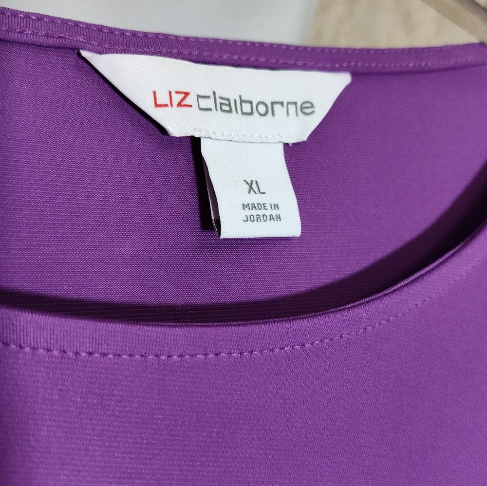 Liz Claiborne Knit amethyst purple top blouse Front Tie Accent size XL  NWT - Picture 3 of 3